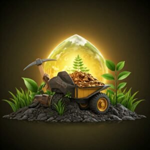 Eco-friendly gold mining process with workers using sustainable techniques.