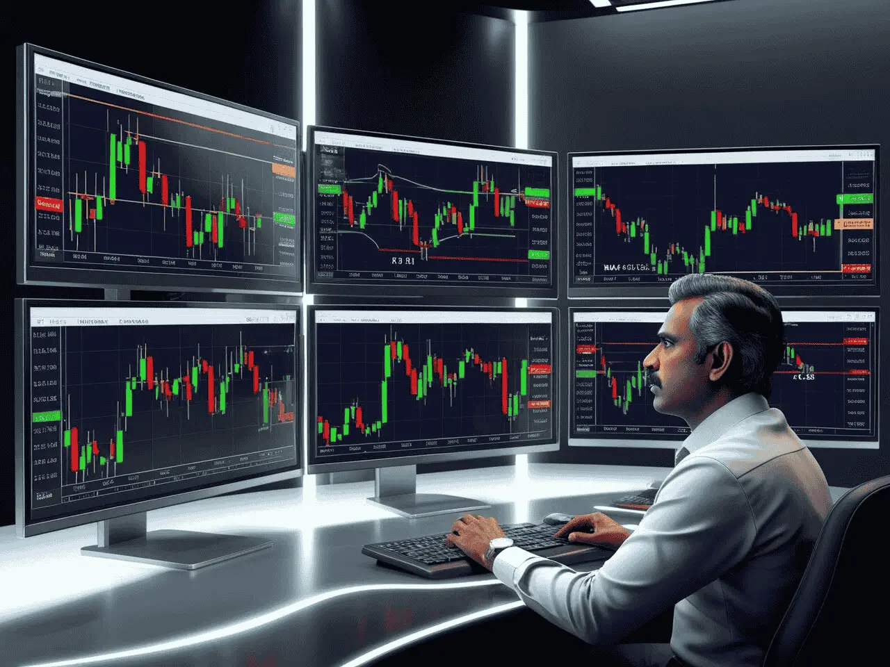 Technical analysis chart with share market data with indicators and price movement